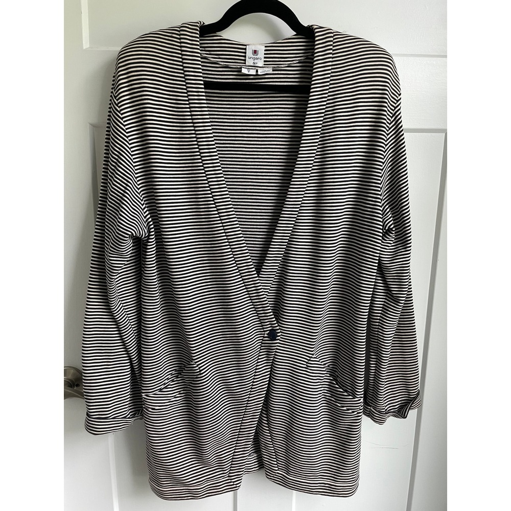 Vintage Ungaro Ter Striped Ribbed Knit Blazer Jacket 80s Single Button Cardigan